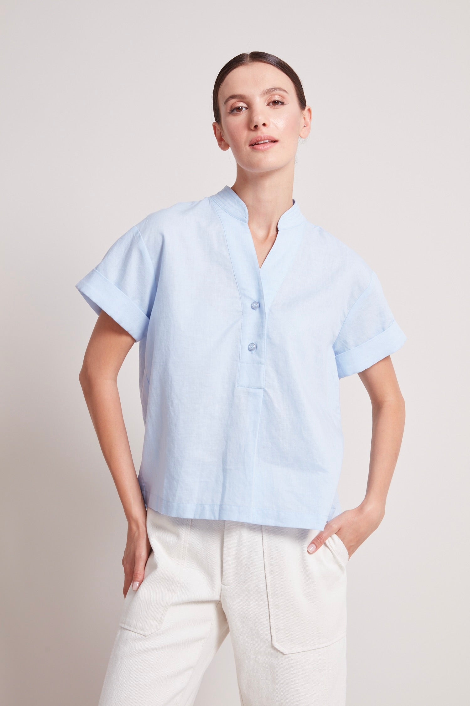Theo short pullover cap sleeve shirt