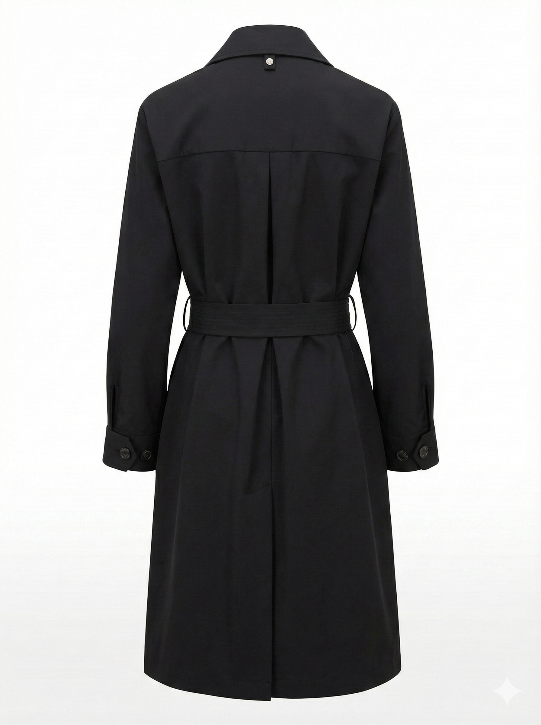 Troy double breasted trench coat with inverted back pleat