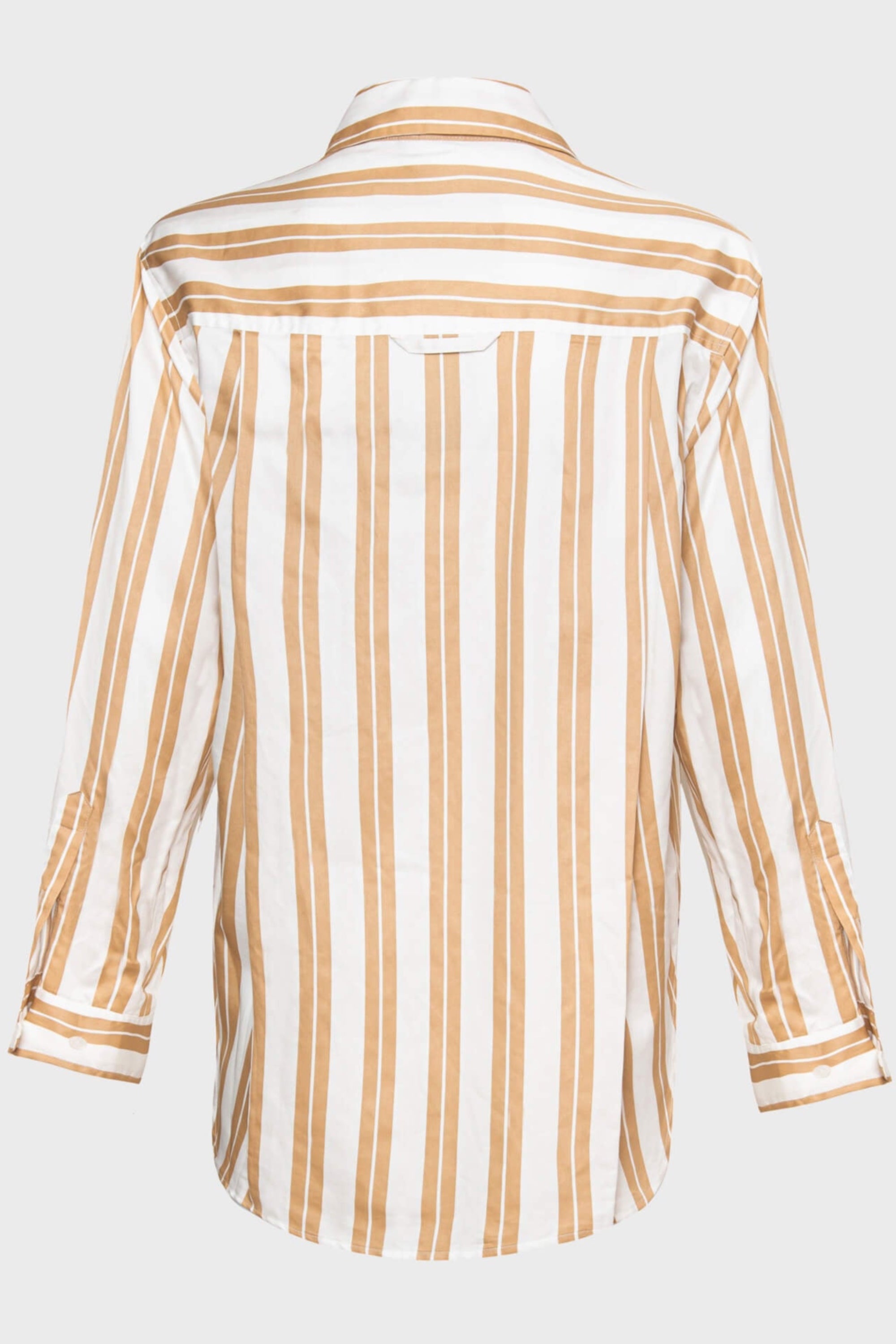 Mika boyfriend cut wide stripe button down shirt
